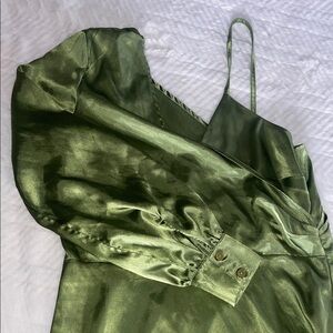 Elegant Green Satin PLT Dress